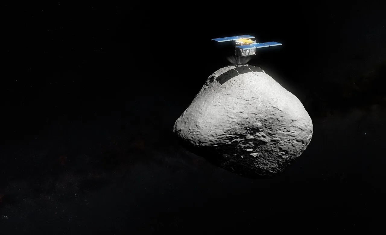 Artist’s impression of Hayabusa2 touching down on asteroid 1998 KY26