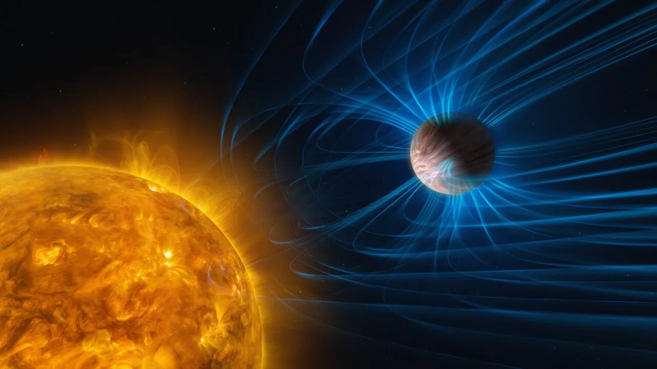 Artist’s impression of an exoplanet with a magnetic field