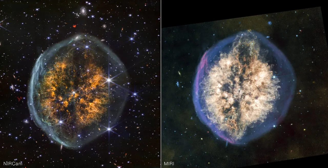 Exposed Cranium Nebula (NIRCam and MIRI images)